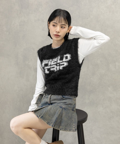3.3 Field Trip (3.3フィールドトリップ)の「3.3 Field Trip/フェザーミニベスト(ベスト・レディース・グレー/ブラック・FREE)」の1枚目の写真
