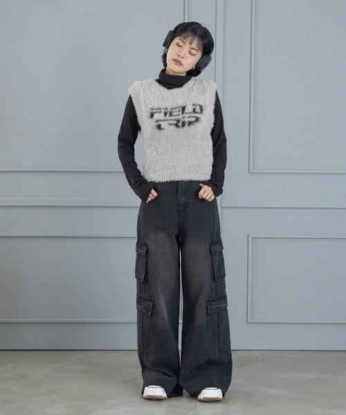 3.3 Field Trip (3.3フィールドトリップ)の「3.3 Field Trip/フェザーミニベスト(ベスト・レディース・グレー/ブラック・FREE)」の3枚目の写真