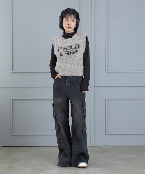 3.3 Field Trip (3.3フィールドトリップ)の「3.3 Field Trip/フェザーミニベスト(ベスト・レディース・グレー/ブラック・FREE)」の4枚目の写真