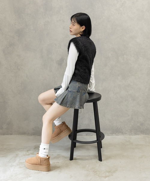 3.3 Field Trip (3.3フィールドトリップ)の「3.3 Field Trip/フェザーミニベスト(ベスト・レディース・グレー/ブラック・FREE)」の12枚目の写真