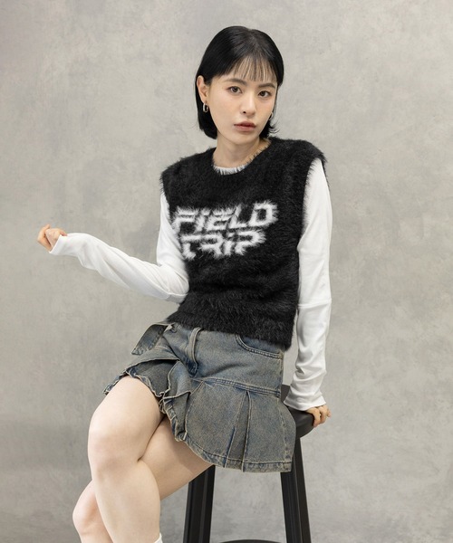 3.3 Field Trip (3.3フィールドトリップ)の「3.3 Field Trip/フェザーミニベスト(ベスト・レディース・グレー/ブラック・FREE)」の13枚目の写真