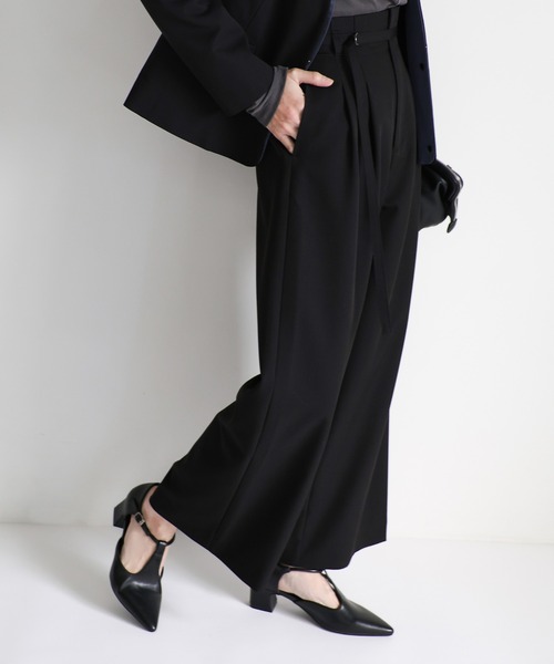 セール】【セレモニー】ベルト付ハイウエストワイドパンツ（その他