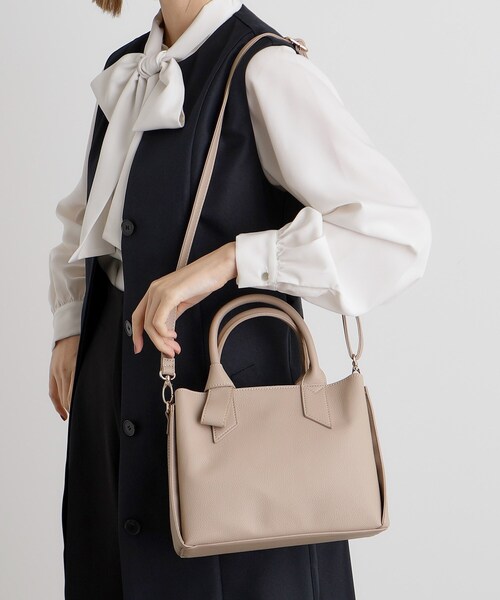 grove（グローブ）の「ハンドルノットリボン2WAYトート【入卒対応可】（ショルダーバッグ・レディース・ナチュラル/ブラック/サックスブルー・00）」の3枚目の写真