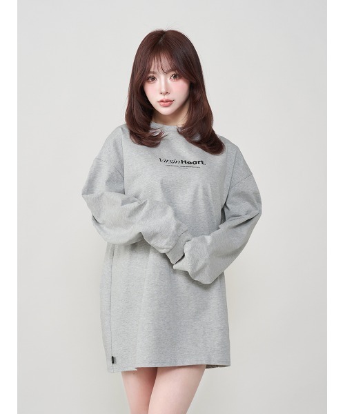 Darich(ダーリッチ)の「ハートモチーフロングTシャツ(Tシャツ/カットソー・レディース・ホワイト/ライトグレー/ブラック・FREE)」の3枚目の写真