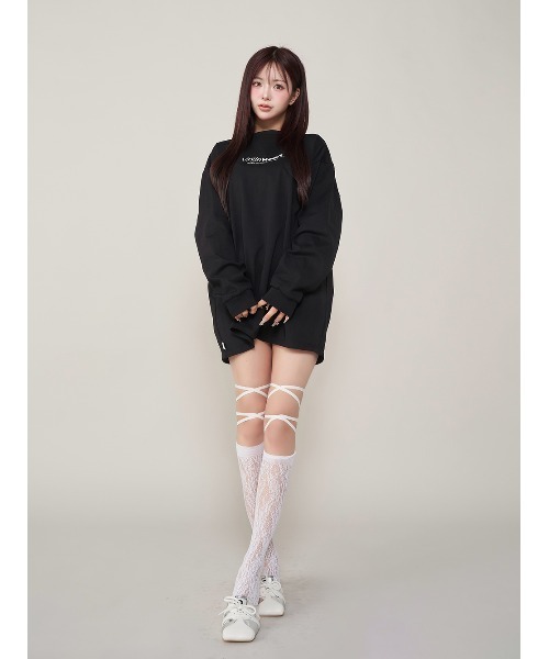 Darich(ダーリッチ)の「ハートモチーフロングTシャツ(Tシャツ/カットソー・レディース・ホワイト/ライトグレー/ブラック・FREE)」の9枚目の写真