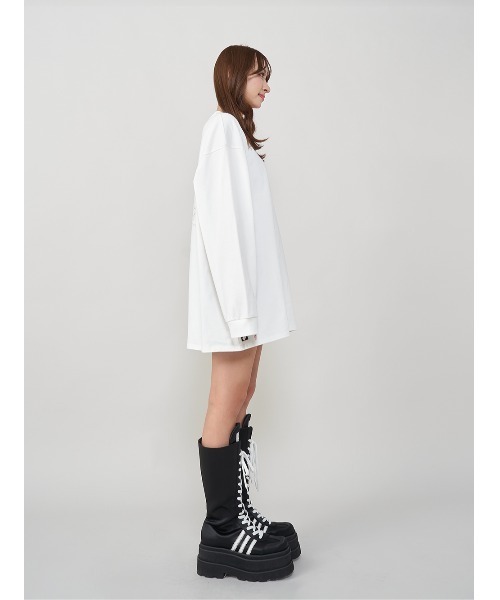 Darich(ダーリッチ)の「ハートモチーフロングTシャツ(Tシャツ/カットソー・レディース・ホワイト/ライトグレー/ブラック・FREE)」の7枚目の写真