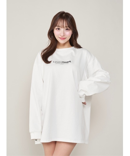 Darich(ダーリッチ)の「ハートモチーフロングTシャツ(Tシャツ/カットソー・レディース・ホワイト/ライトグレー/ブラック・FREE)」の19枚目の写真