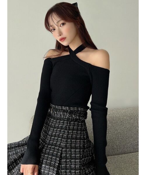 RESEXXY（リゼクシー）の「ホルターネックニットトップス（ニット/セーター・レディース・ホワイト/ピンク/ブラック・FREE）」の19枚目の写真