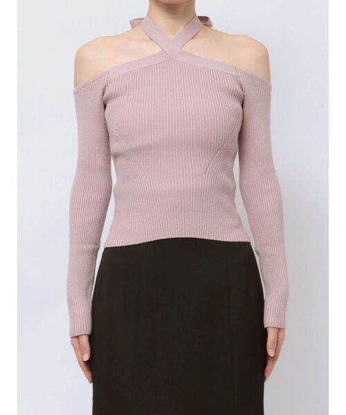 RESEXXY（リゼクシー）の「ホルターネックニットトップス（ニット/セーター・レディース・ホワイト/ピンク/ブラック・FREE）」の8枚目の写真