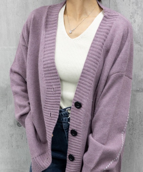 Miniministore(ミニミニストア)の「ニットカーディガン レディース アウター(ニット/セーター・レディース・ブラック/テラコッタ/ブラウン/ベージュ/パープル/グレー/カーキ/アイボリー/ブルー/ネイビー・FREE)」の10枚目の写真