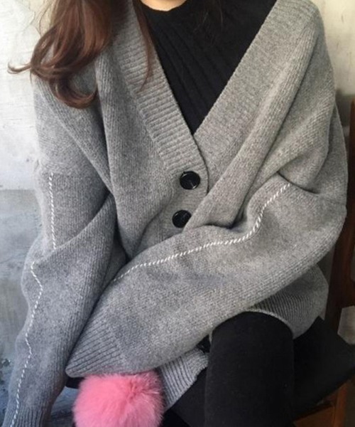 Miniministore(ミニミニストア)の「ニットカーディガン レディース アウター(ニット/セーター・レディース・ブラック/テラコッタ/ブラウン/ベージュ/パープル/グレー/カーキ/アイボリー/ブルー/ネイビー・FREE)」の1枚目の写真