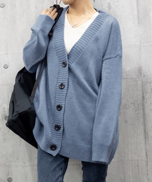 Miniministore(ミニミニストア)の「ニットカーディガン レディース アウター(ニット/セーター・レディース・ブラック/テラコッタ/ブラウン/ベージュ/パープル/グレー/カーキ/アイボリー/ブルー/ネイビー・FREE)」の9枚目の写真