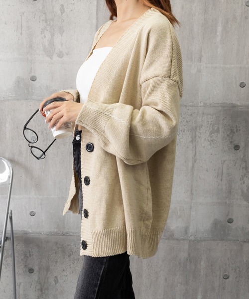 Miniministore(ミニミニストア)の「ニットカーディガン レディース アウター(ニット/セーター・レディース・ブラック/テラコッタ/ブラウン/ベージュ/パープル/グレー/カーキ/アイボリー/ブルー/ネイビー・FREE)」の21枚目の写真