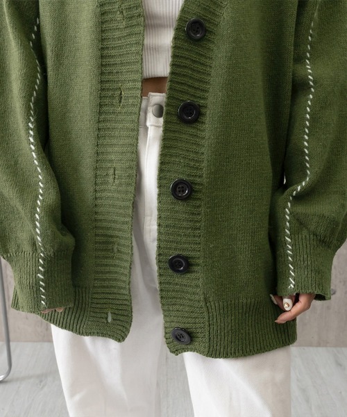 Miniministore(ミニミニストア)の「ニットカーディガン レディース アウター(ニット/セーター・レディース・ブラック/テラコッタ/ブラウン/ベージュ/パープル/グレー/カーキ/アイボリー/ブルー/ネイビー・FREE)」の12枚目の写真