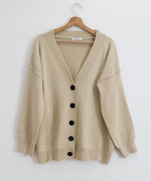 Miniministore(ミニミニストア)の「ニットカーディガン レディース アウター(ニット/セーター・レディース・ブラック/テラコッタ/ブラウン/ベージュ/パープル/グレー/カーキ/アイボリー/ブルー/ネイビー・FREE)」の14枚目の写真