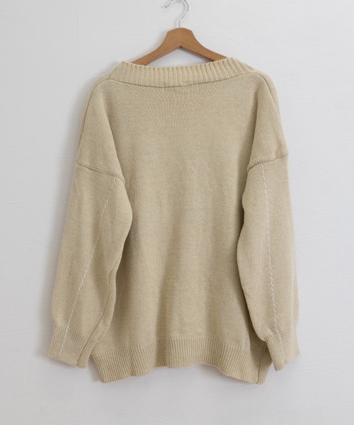 Miniministore(ミニミニストア)の「ニットカーディガン レディース アウター(ニット/セーター・レディース・ブラック/テラコッタ/ブラウン/ベージュ/パープル/グレー/カーキ/アイボリー/ブルー/ネイビー・FREE)」の15枚目の写真