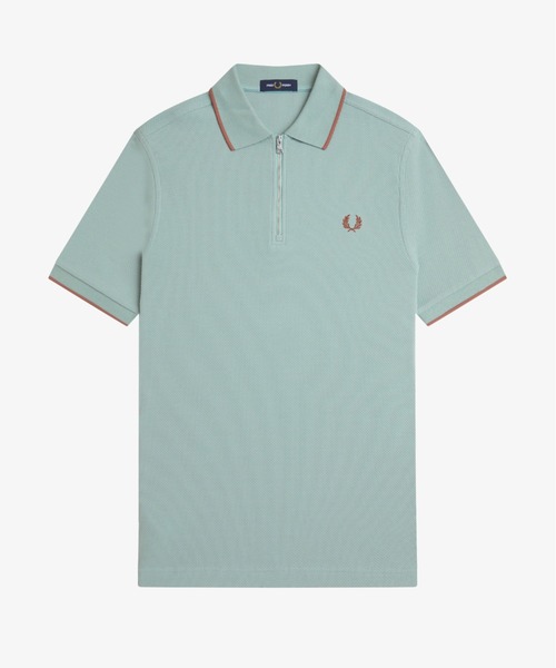 Textured Zip Neck Polo Shirt／テクスチャージップネック