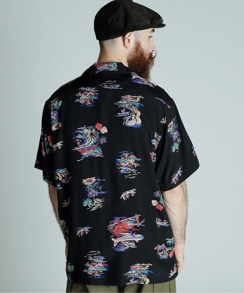 schott（ショット）の「Schott/ショット/×PJ/×パイナップルジュース/RAYON SHIRT ALOHALAND/レーヨンシャツ アロハランド（シャツ/ブラウス・メンズ・ブラック・M/L/XL/2XL）」の6枚目の写真