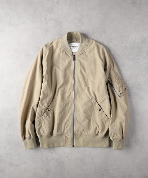 BACK NUMBER(バックナンバー)の「BACK NUMBER(バックナンバー)【メンズ】ライトMA-1ジャケット(ミリタリージャケット・メンズ・ベージュ/オリーブ・M/L/XL)」の9枚目の写真