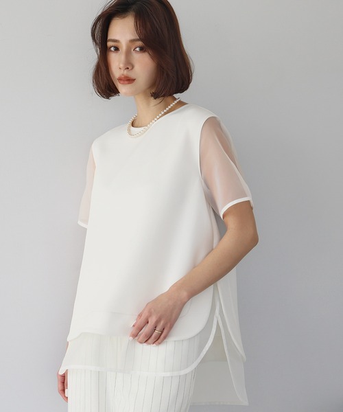 ELFRANK(エルフランク)の「オーガンジーレイヤードプルオーバー(Tシャツ/カットソー・レディース・ブラック/オフホワイト・FREE)」の18枚目の写真