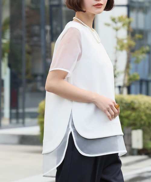 ELFRANK(エルフランク)の「オーガンジーレイヤードプルオーバー(Tシャツ/カットソー・レディース・ブラック/オフホワイト・FREE)」の16枚目の写真