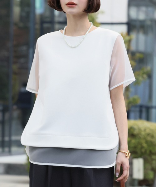 ELFRANK(エルフランク)の「オーガンジーレイヤードプルオーバー(Tシャツ/カットソー・レディース・ブラック/オフホワイト・FREE)」の15枚目の写真