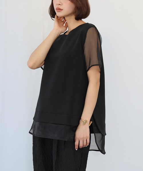 ELFRANK(エルフランク)の「オーガンジーレイヤードプルオーバー(Tシャツ/カットソー・レディース・ブラック/オフホワイト・FREE)」の10枚目の写真