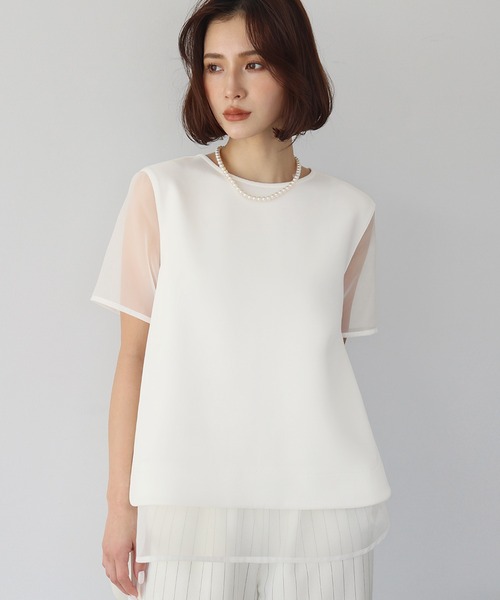 ELFRANK(エルフランク)の「オーガンジーレイヤードプルオーバー(Tシャツ/カットソー・レディース・ブラック/オフホワイト・FREE)」の7枚目の写真