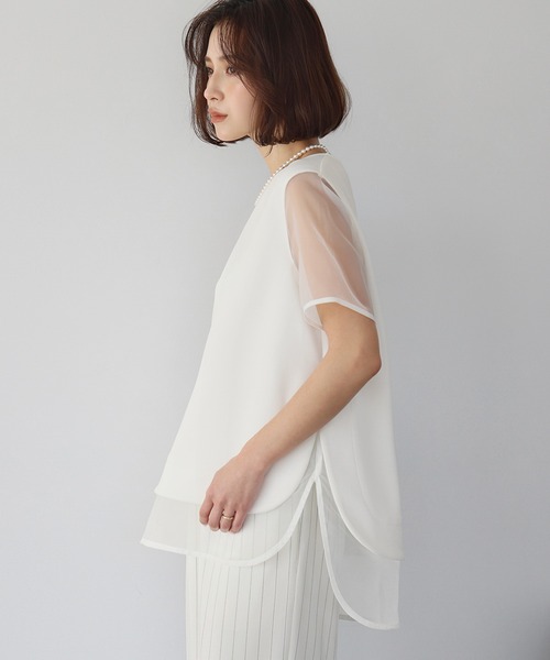ELFRANK(エルフランク)の「オーガンジーレイヤードプルオーバー(Tシャツ/カットソー・レディース・ブラック/オフホワイト・FREE)」の6枚目の写真