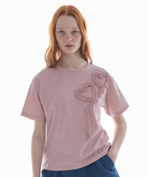 idem（イデム）の「heart frill T-shirt／ハートフリルTシャツ（Tシャツ/カットソー・レディース・アイボリー/ピンク・FREE）」の13枚目の写真