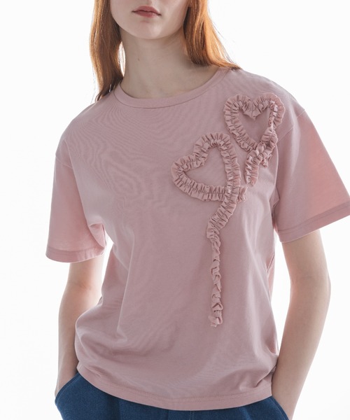 idem（イデム）の「heart frill T-shirt／ハートフリルTシャツ（Tシャツ/カットソー・レディース・アイボリー/ピンク・FREE）」の12枚目の写真