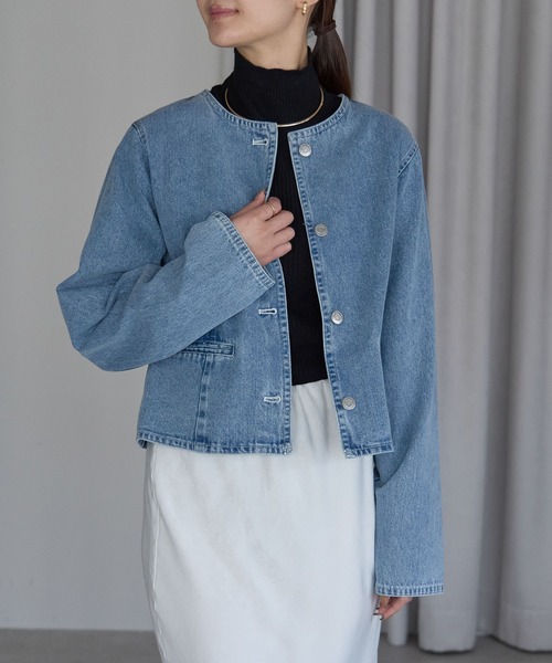 shellerシェリエノーカラーフリンジデニムジャット フリンジノーカラーデニムジャケットのおすすめ人気商品一覧