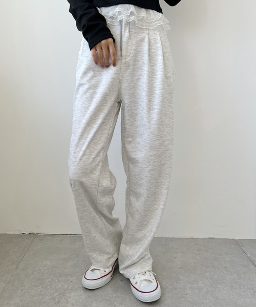 LOVALOT(ラバロット)の「ドローストリングワイドスウェットパンツ(スウェットパンツ・レディース・グレー/ホワイト/ブラック・S/M/L)」の2枚目の写真
