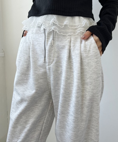 セール】ドローストリングワイドスウェットパンツ（スウェット