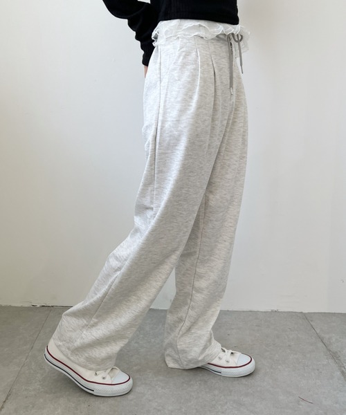 LOVALOT(ラバロット)の「ドローストリングワイドスウェットパンツ(スウェットパンツ・レディース・グレー/ホワイト/ブラック・S/M/L)」の13枚目の写真