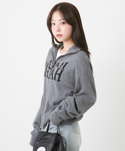 ★韓国の人気★【87MM】★[Mmlg] JACQUARD KNIT ZI.P★ A'GEM/9 × .kom 『muah muah/ムーアムーア』 JACQUARD KNIT