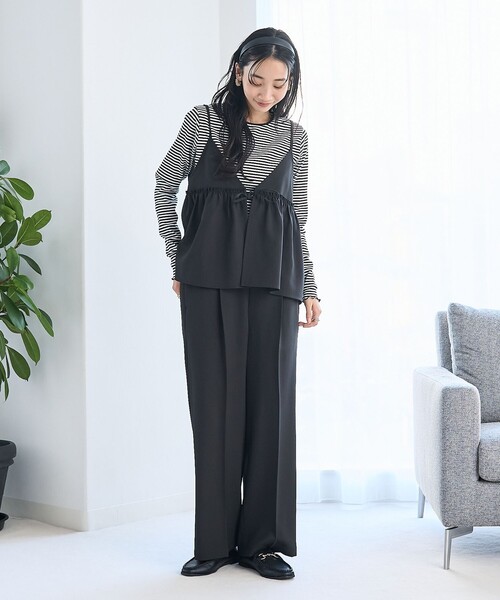 coen(コーエン)の「リネンライクキャミソールセットアップ(サロペット/オーバーオール・レディース・モカ/ブラック/ベージュ・M/L)」の2枚目の写真