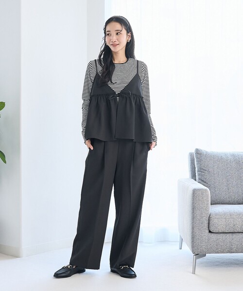 coen(コーエン)の「リネンライクキャミソールセットアップ(サロペット/オーバーオール・レディース・モカ/ブラック/ベージュ・M/L)」の4枚目の写真