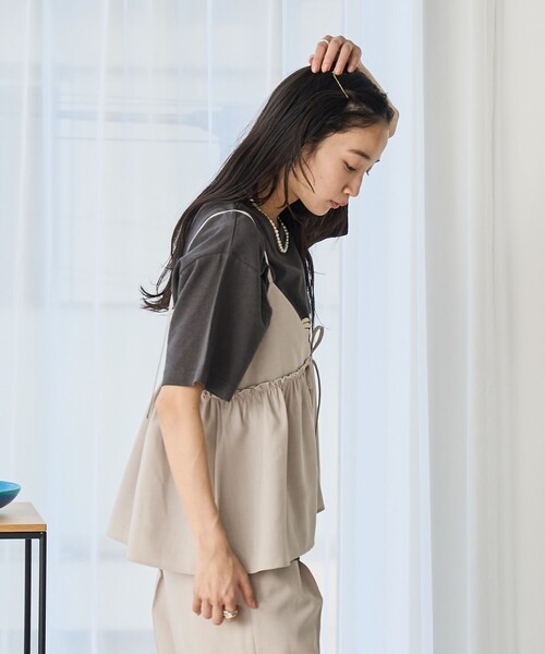 coen(コーエン)の「リネンライクキャミソールセットアップ(サロペット/オーバーオール・レディース・モカ/ブラック/ベージュ・M/L)」の14枚目の写真