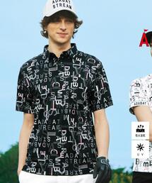 ADABAT STREAM メンズポロシャツ 撥水加工 バックプリントロゴ ストレッチ ポロシャツ