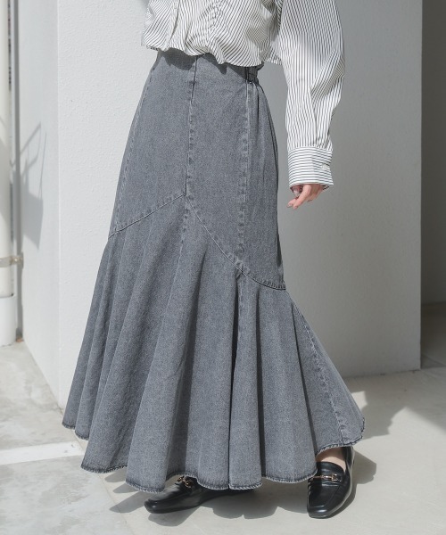 Bab（バブ）の「8ozケミカルデニム変形マーメイドスカート（デニムスカート・レディース・ブルー/ブラック・M）」の3枚目の写真