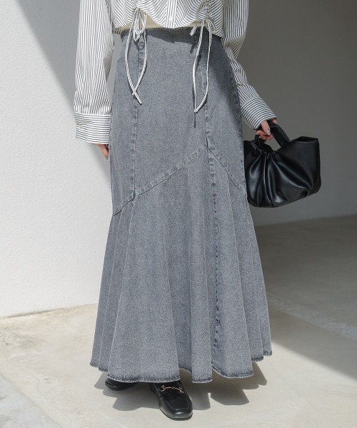 Bab（バブ）の「8ozケミカルデニム変形マーメイドスカート（デニムスカート・レディース・ブルー/ブラック・M）」の5枚目の写真