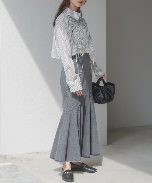 Bab（バブ）の「8ozケミカルデニム変形マーメイドスカート（デニムスカート・レディース・ブルー/ブラック・M）」の7枚目の写真