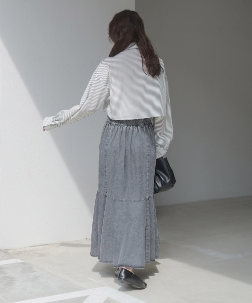 Bab（バブ）の「8ozケミカルデニム変形マーメイドスカート（デニムスカート・レディース・ブルー/ブラック・M）」の10枚目の写真