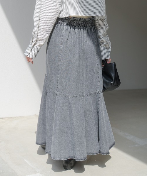 Bab（バブ）の「8ozケミカルデニム変形マーメイドスカート（デニムスカート・レディース・ブルー/ブラック・M）」の11枚目の写真