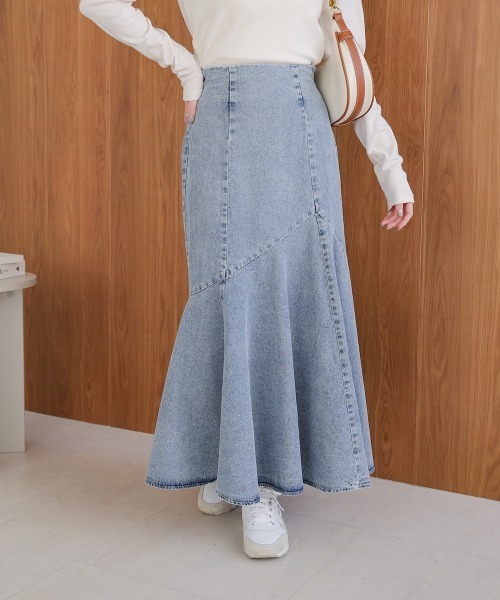 Bab（バブ）の「8ozケミカルデニム変形マーメイドスカート（デニムスカート・レディース・ブルー/ブラック・M）」の12枚目の写真