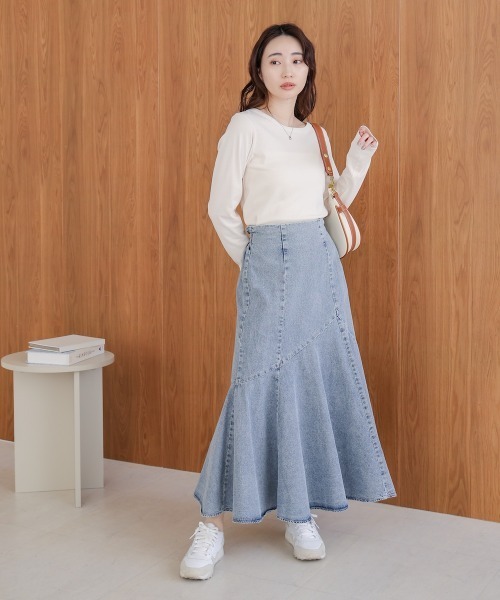 Bab（バブ）の「8ozケミカルデニム変形マーメイドスカート（デニムスカート・レディース・ブルー/ブラック・M）」の13枚目の写真