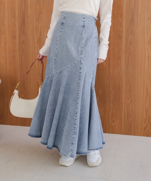 Bab（バブ）の「8ozケミカルデニム変形マーメイドスカート（デニムスカート・レディース・ブルー/ブラック・M）」の14枚目の写真