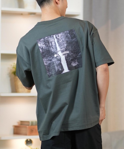 Columbia（コロンビア）の「【ムラサキスポーツ限定】columbia/コロンビア オーバーサイズTシャツ 半袖T UVケア バックプリント PM4502（Tシャツ/カットソー・メンズ・ブラウン系その他2/ブラック×ブルー/ホワイト×グレー/ブラウン系その他/チャコールグレー×パープル/チャコールグレー×ブラック/ブラック×グレー/ホワイト系その他/ホワイト×イエロー/ブラック×ピンク/ベージュ系その他/グリーン系その他・S/M/L/XL）」の8枚目の写真