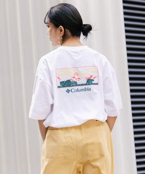 Columbia（コロンビア）の「【ムラサキスポーツ限定】columbia/コロンビア オーバーサイズTシャツ 半袖T UVケア バックプリント PM4502（Tシャツ/カットソー・メンズ・ブラウン系その他2/ブラック×ブルー/ホワイト×グレー/ブラウン系その他/チャコールグレー×パープル/チャコールグレー×ブラック/ブラック×グレー/ホワイト系その他/ホワイト×イエロー/ブラック×ピンク/ベージュ系その他/グリーン系その他・S/M/L/XL）」の3枚目の写真